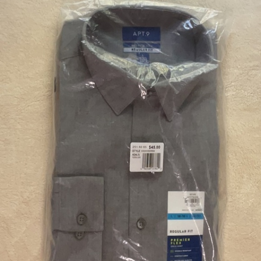 Apt. 9 Men's Grey Dress Shirt - Button-Front Collared